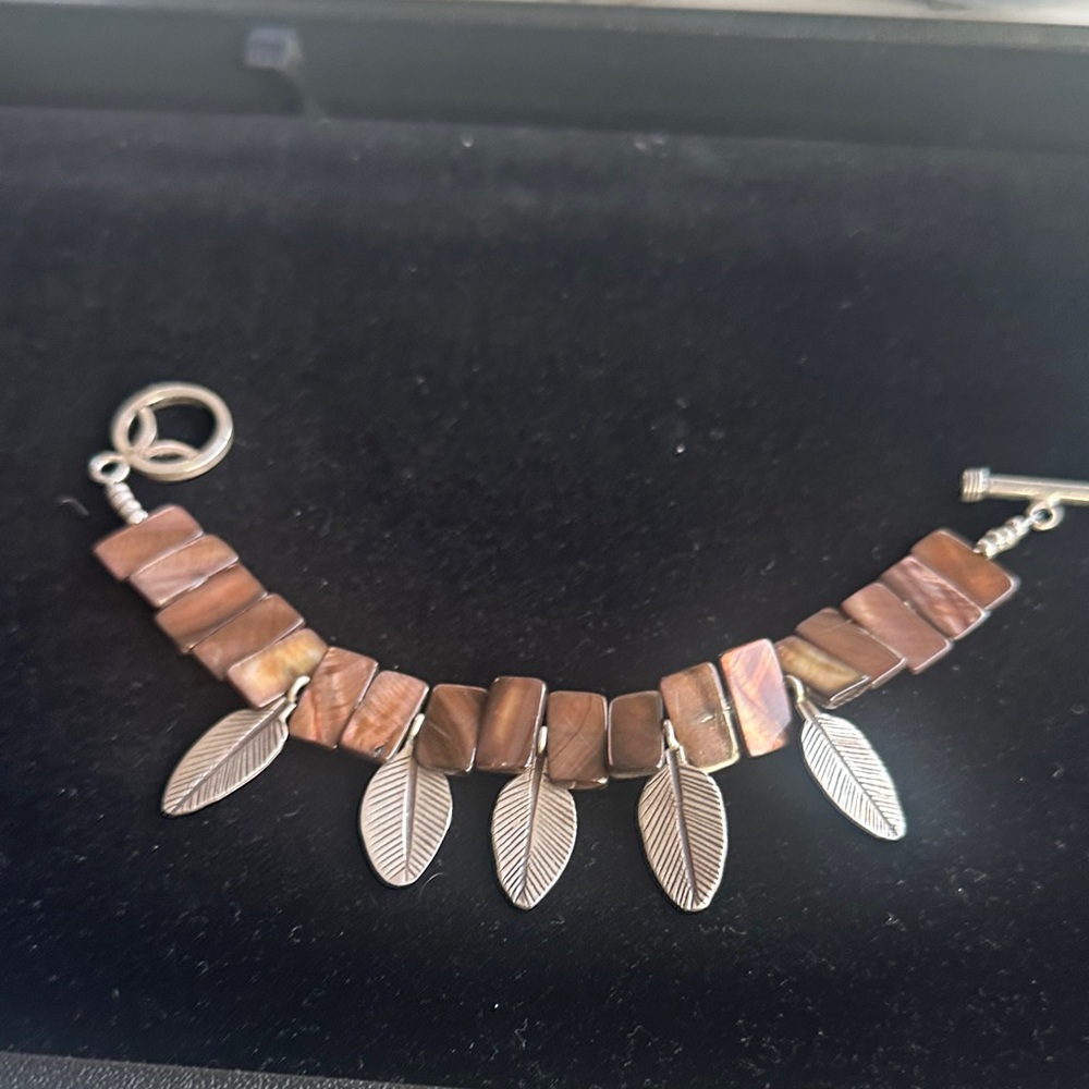Sterling Silver Leaf Charm Bracelet